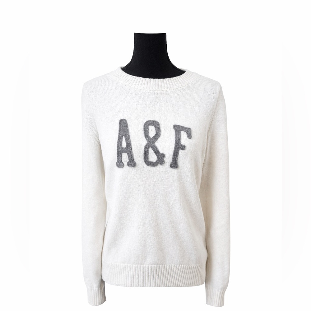 Abercrombie & Fitch Cream Knit Sweater Gray A&F Lo